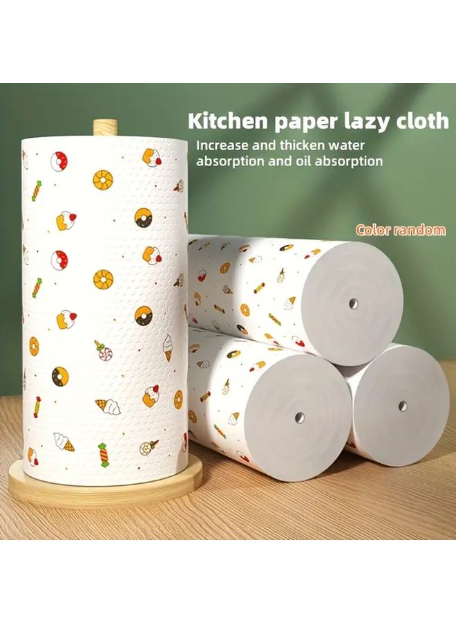 لفائف مناشف مطبخ بيضاء قابلة لإعادة الاستخدام 100 قطعة أقمشة تنظيف متعددة الأغراض مقاومة للالتصاق تمتص الزيت - Image 1